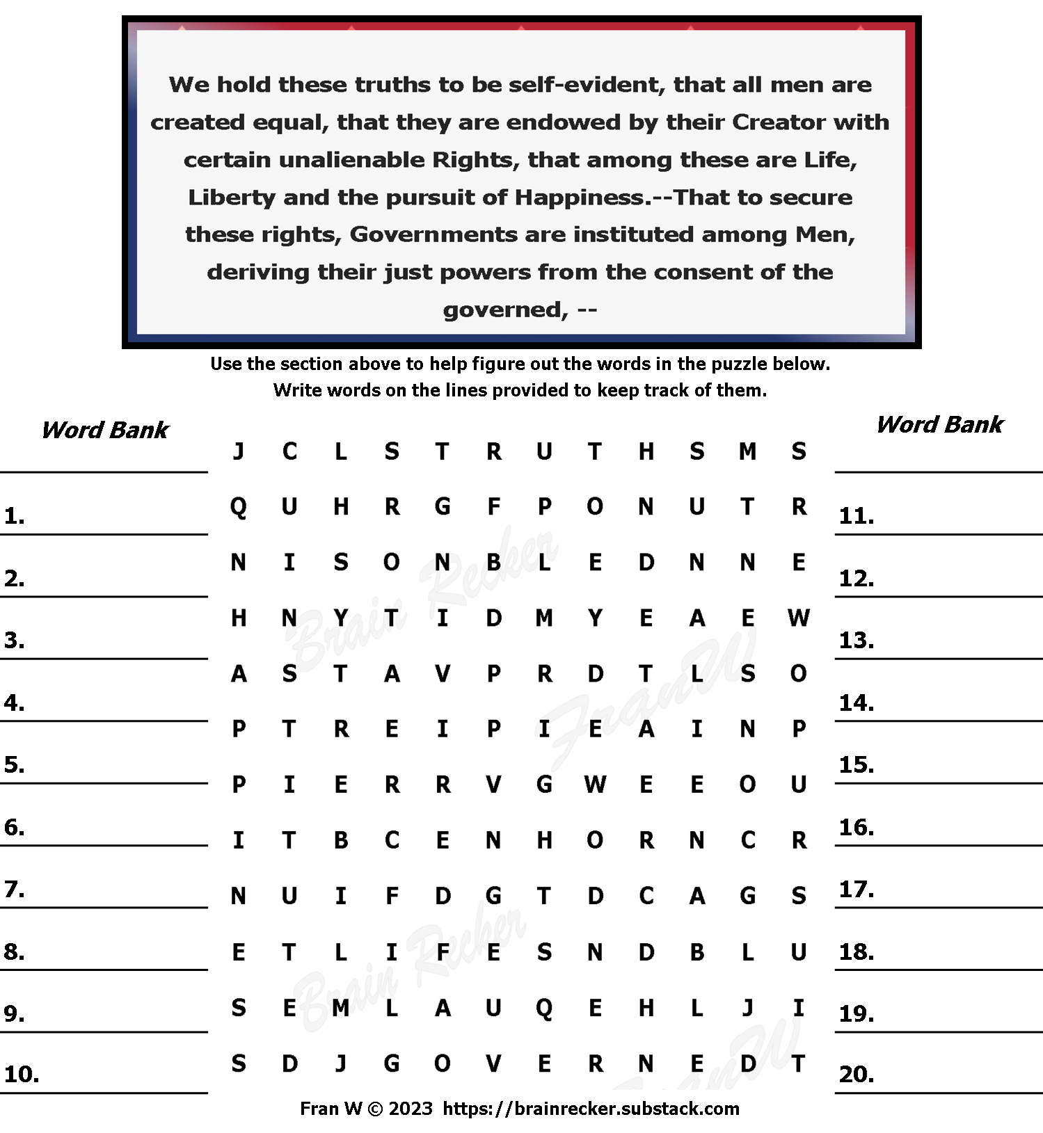 Declaration Of Independence Word Count