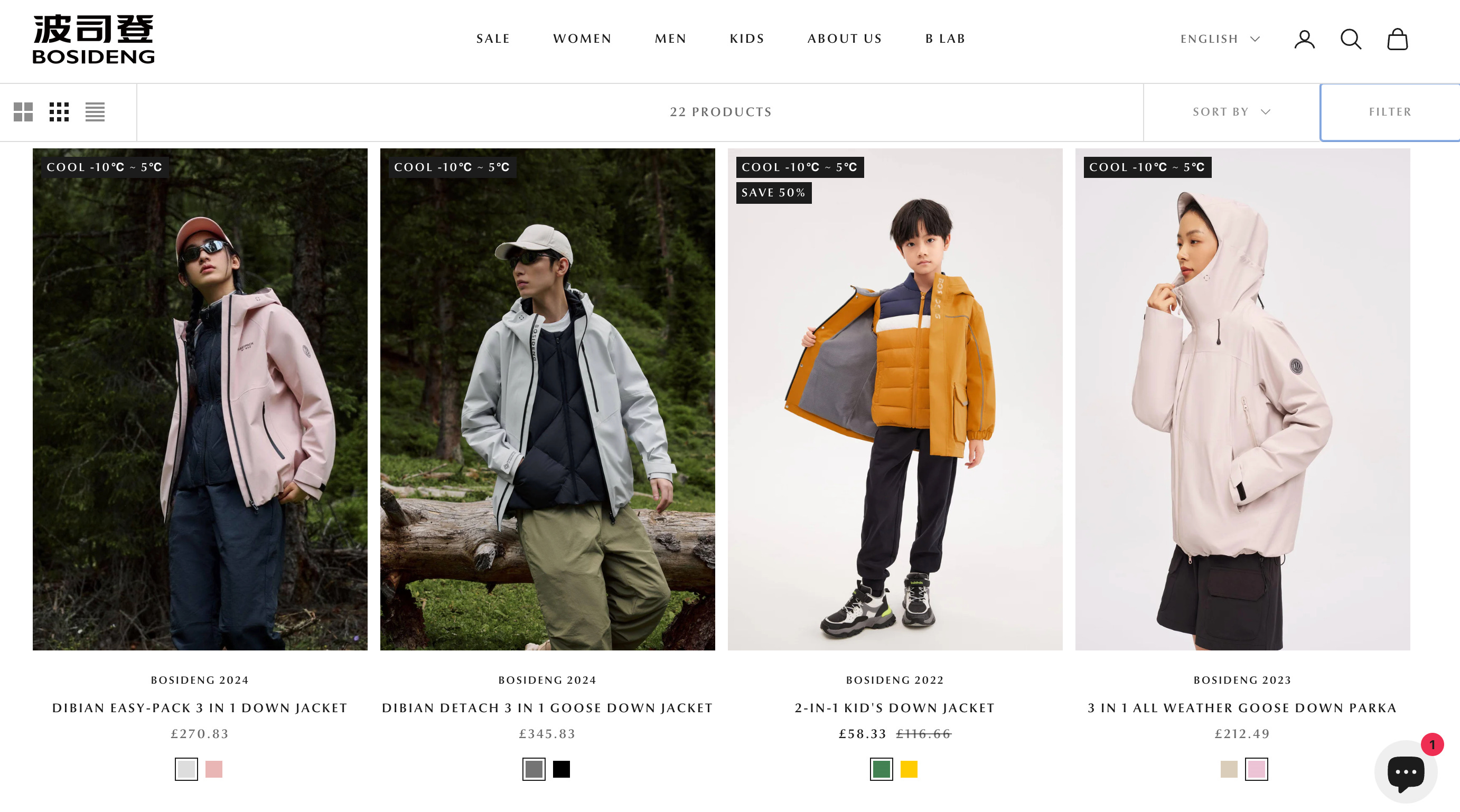 Bosideng down jacket shop