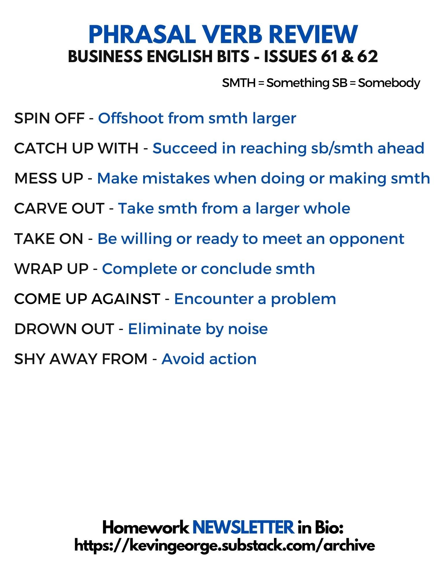 Business English Bits Phrasal Verb Review