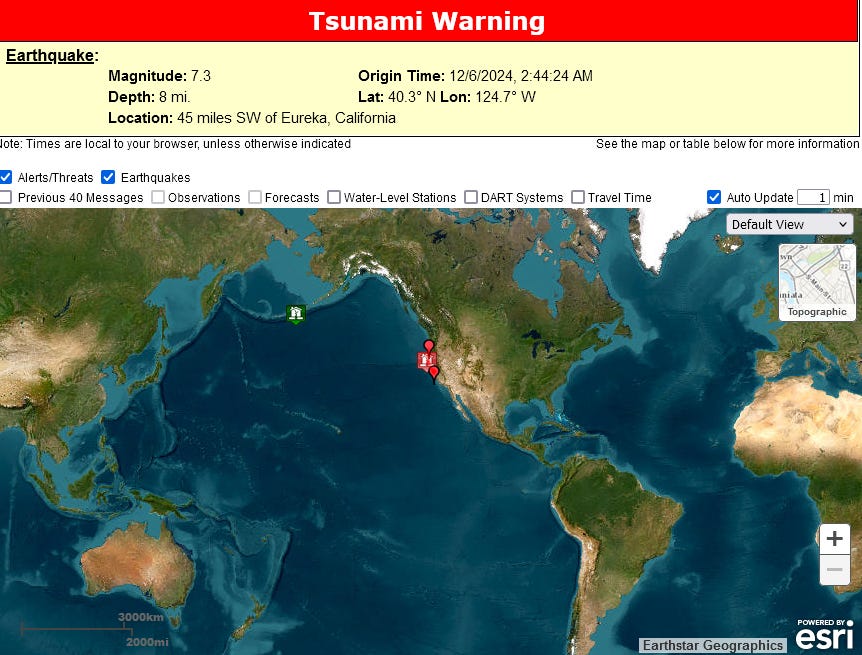 California tsunami warning level