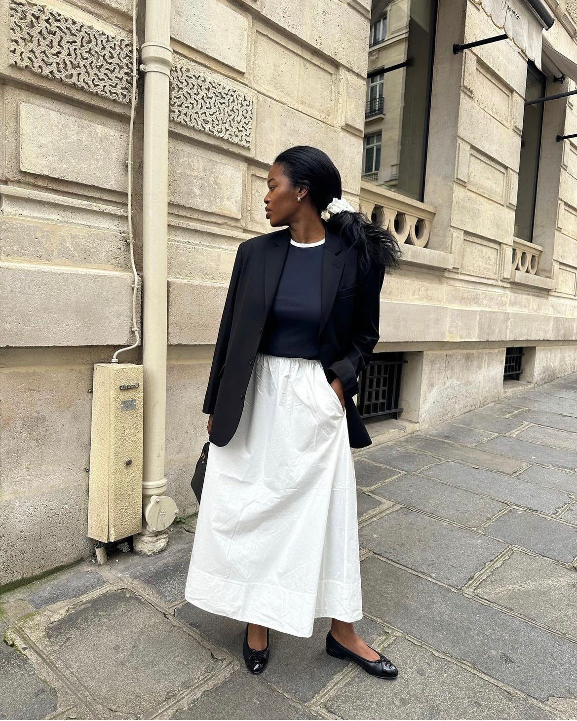 White midi skirt deals street style