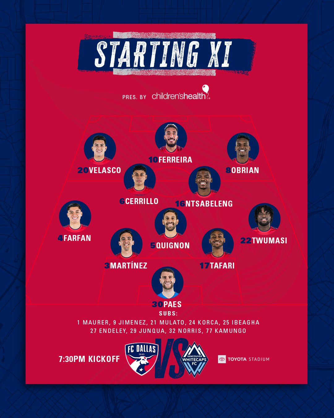 Whitecaps lineup on sale tonight