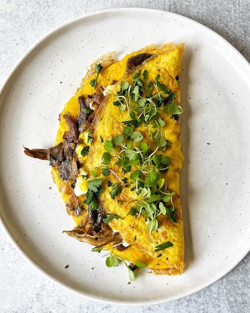 Mushroom Goat Cheese Omelette by Carina Wolff