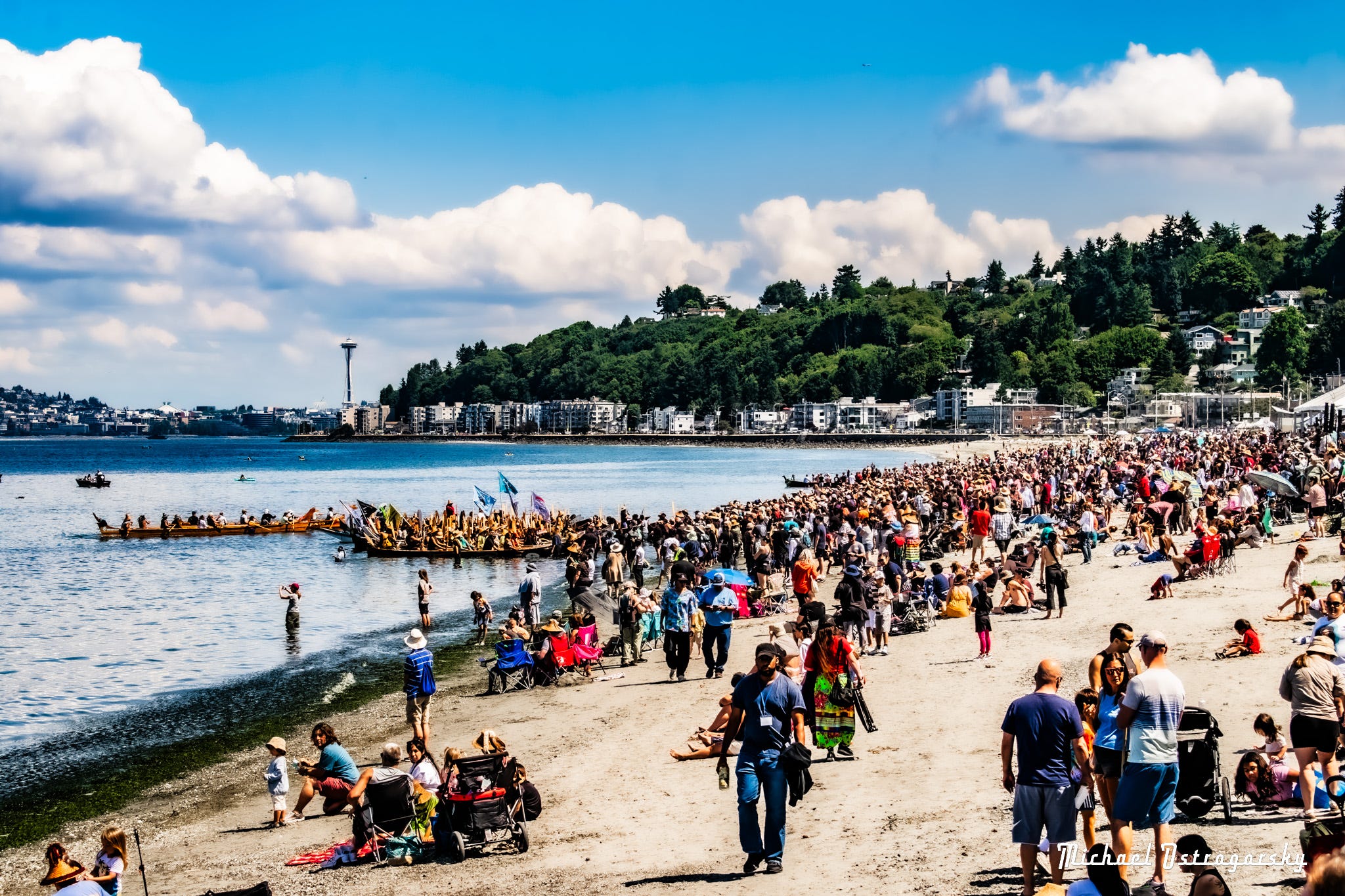 Coast Salish Tribal Canoes at Alki Beach