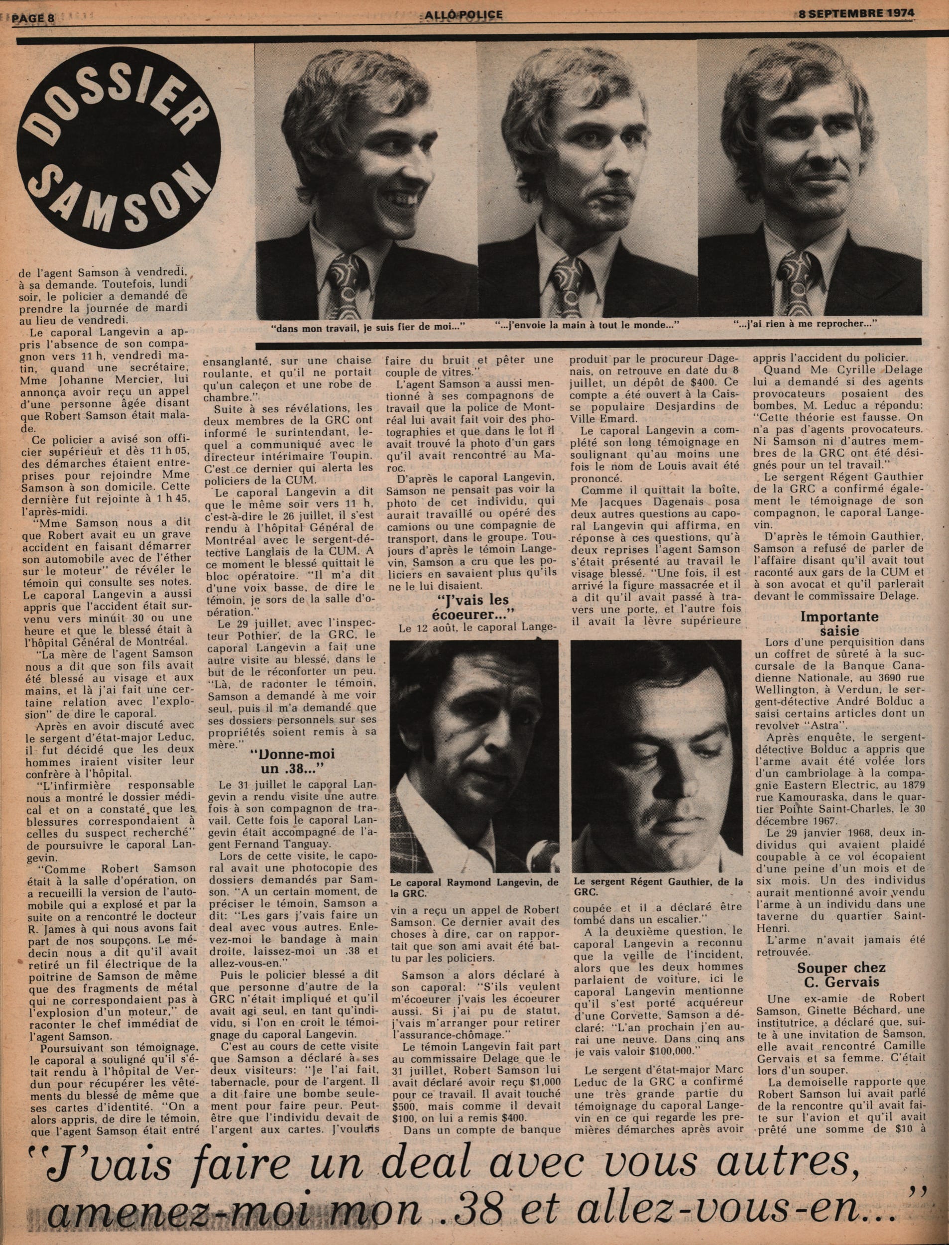 Tout sur l'affaire Samson Allô Police Septembre 1974