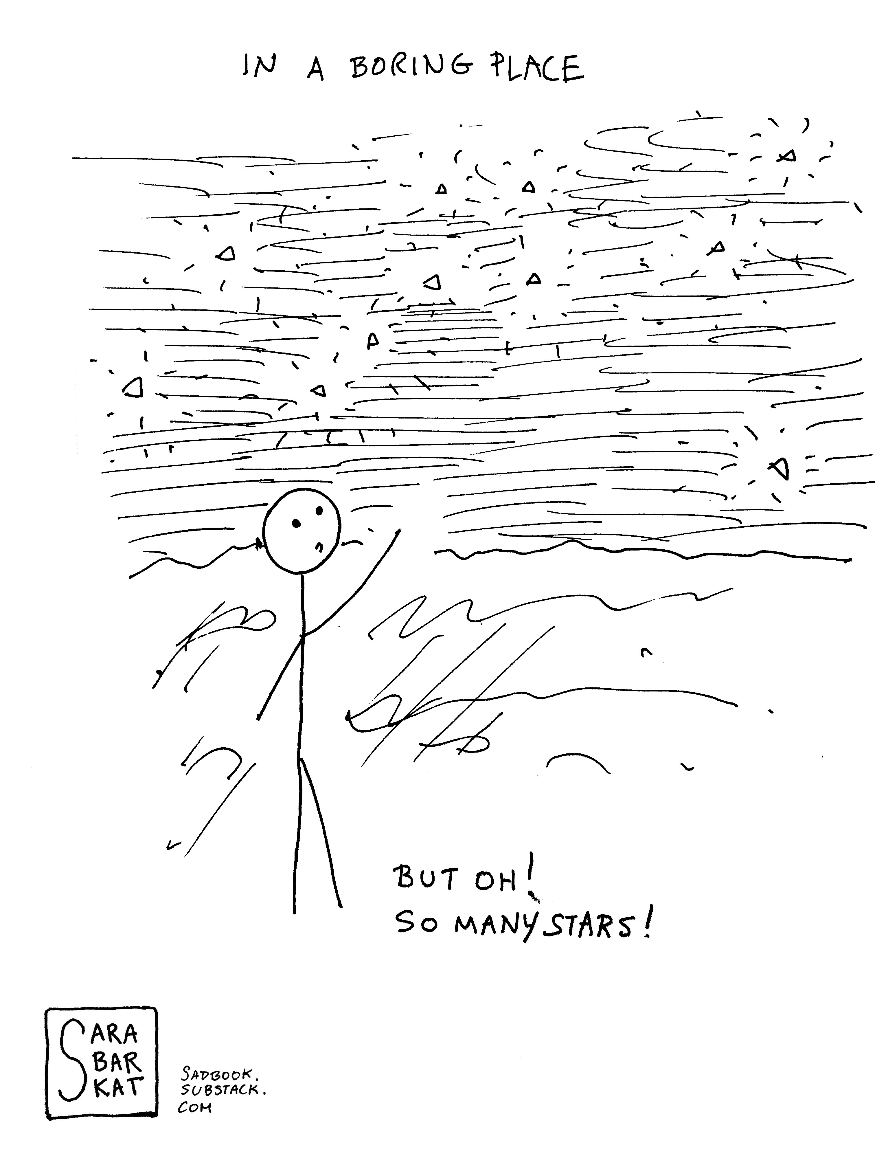 "in a boring place" by Sara Barkat