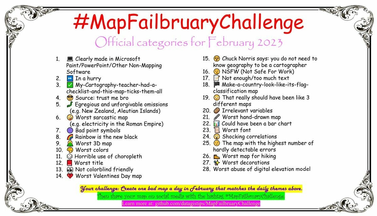 Map of the Week: MapFailbruary Challenge Days 1-14