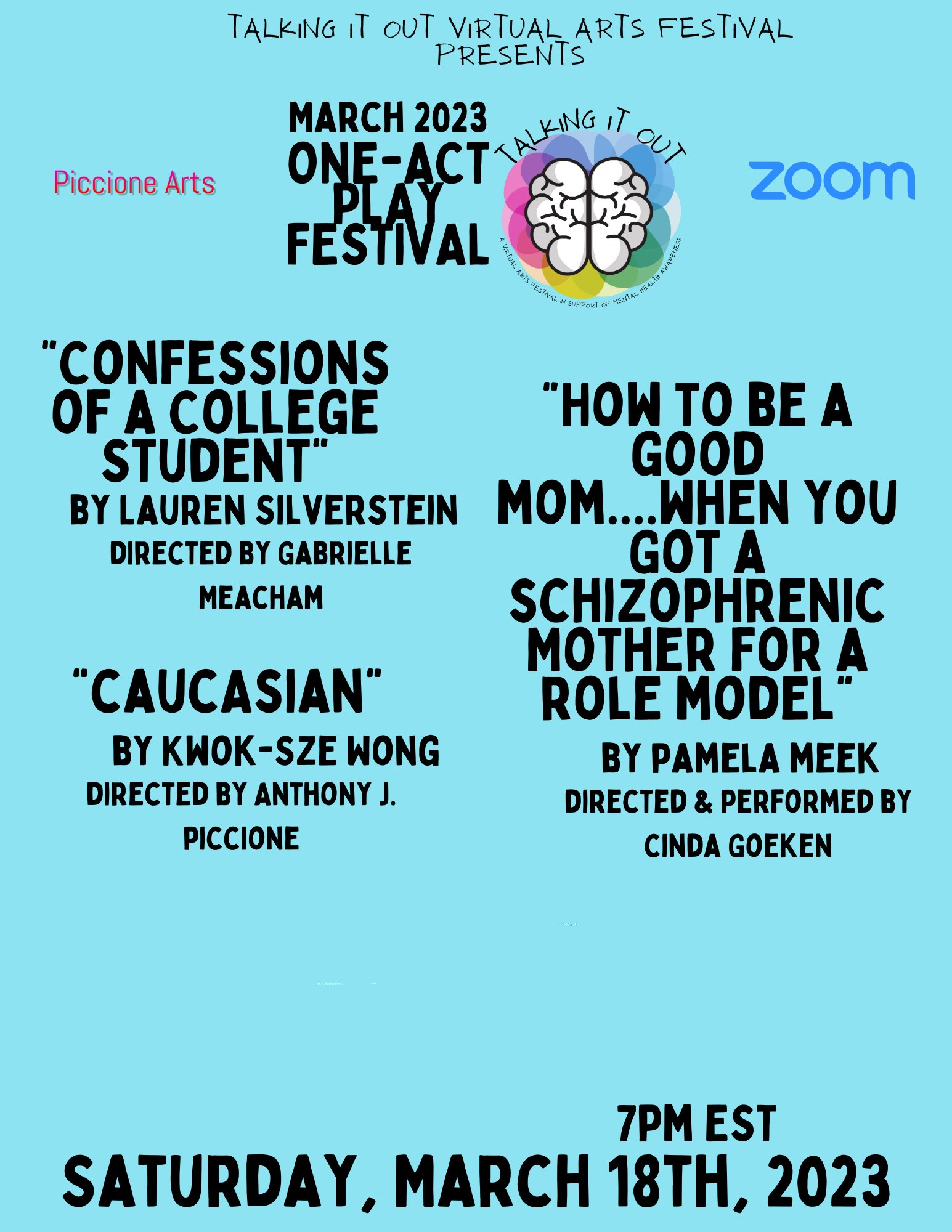 Talking it out virtual arts festival to present one act festival on