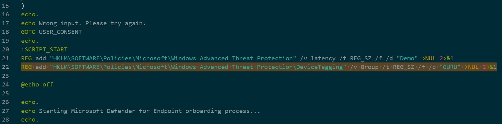 microsoft defender for endpoint onboarding script