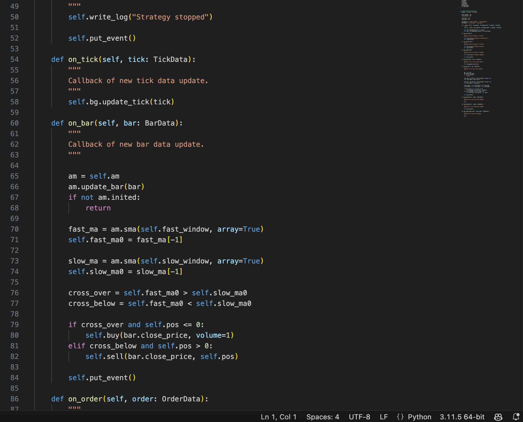 Backtesting a trading strategy on VeighNa
