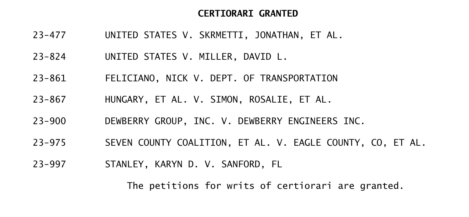Granting certiorari outlet