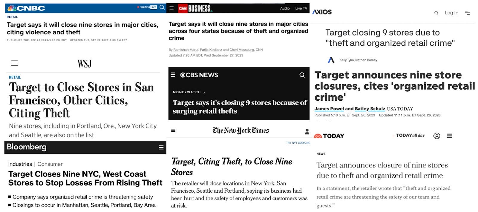 Target says it's closing 9 stores due to theft. The crime data tells a