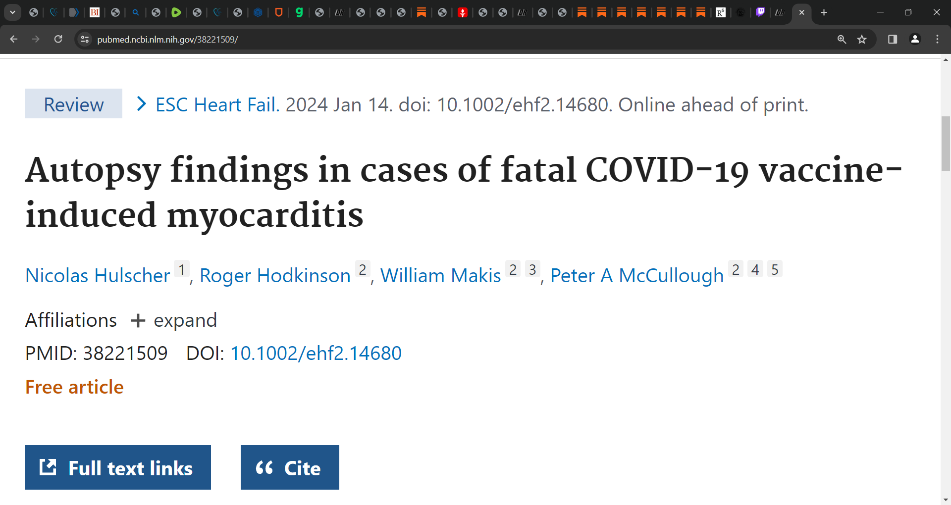 McCullough et al.'s autopsy study findings show that in 28 included