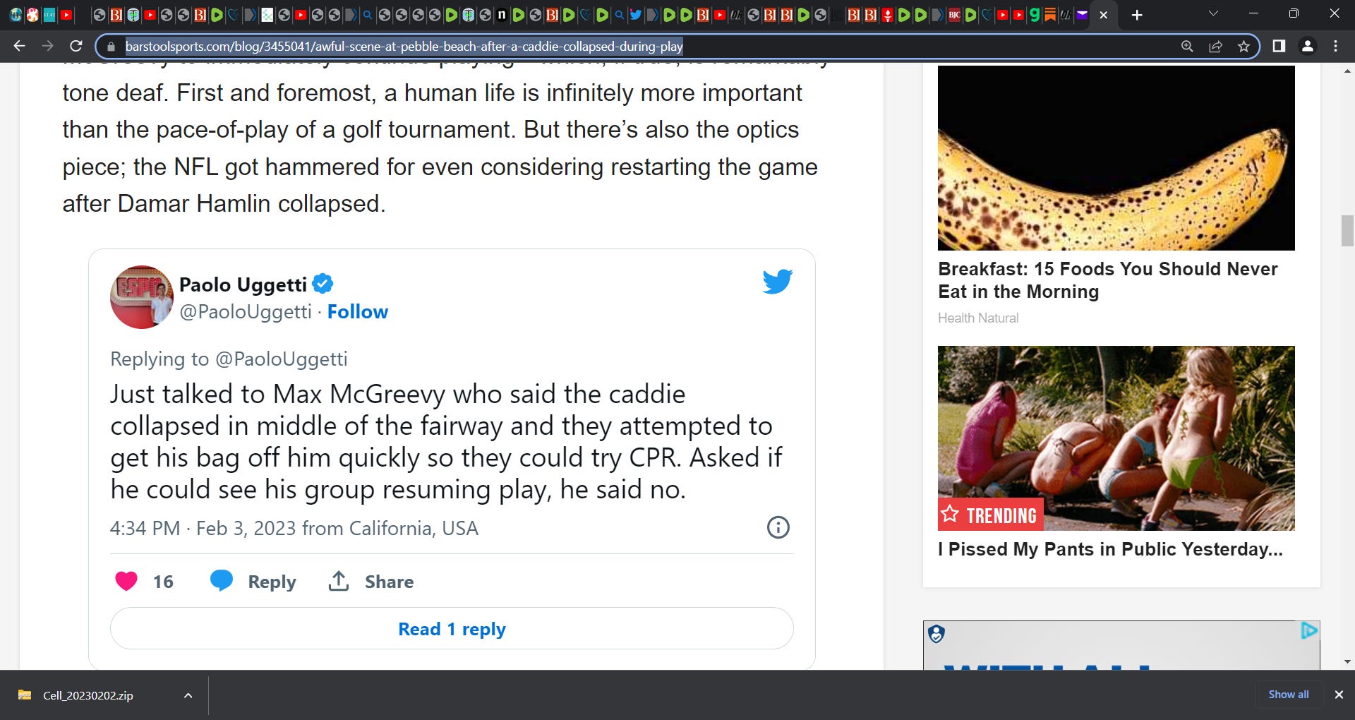Golf caddie collapses, given CPR during AT&T Pebble Beach ProAm; so t Dr. Paul Alexander