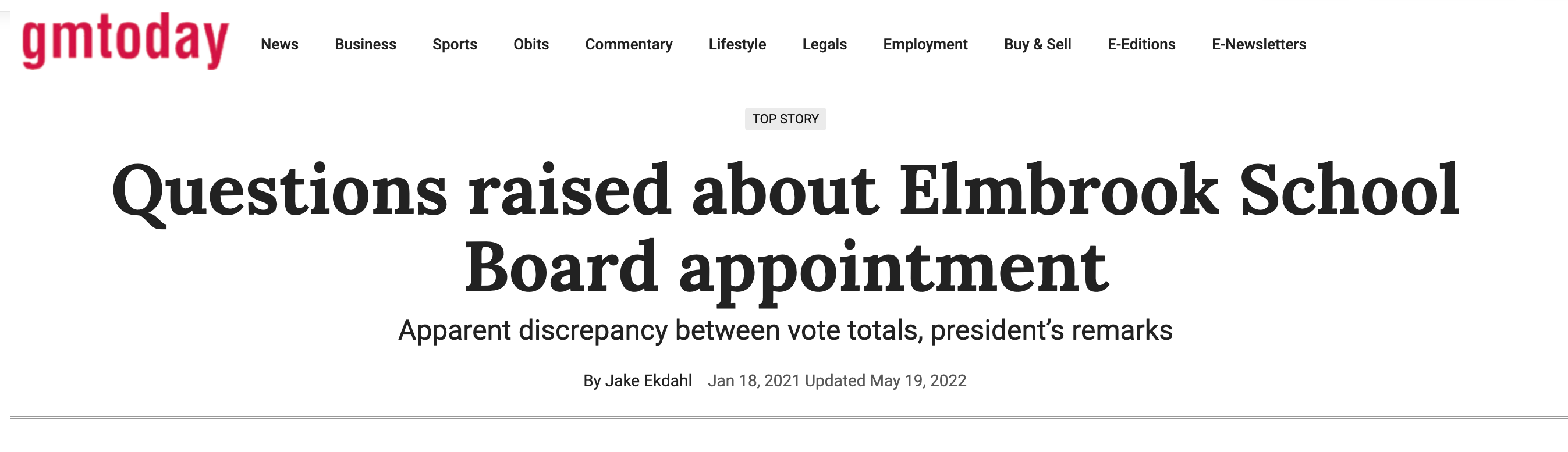 The Appointment of an Elmbrook Board Member