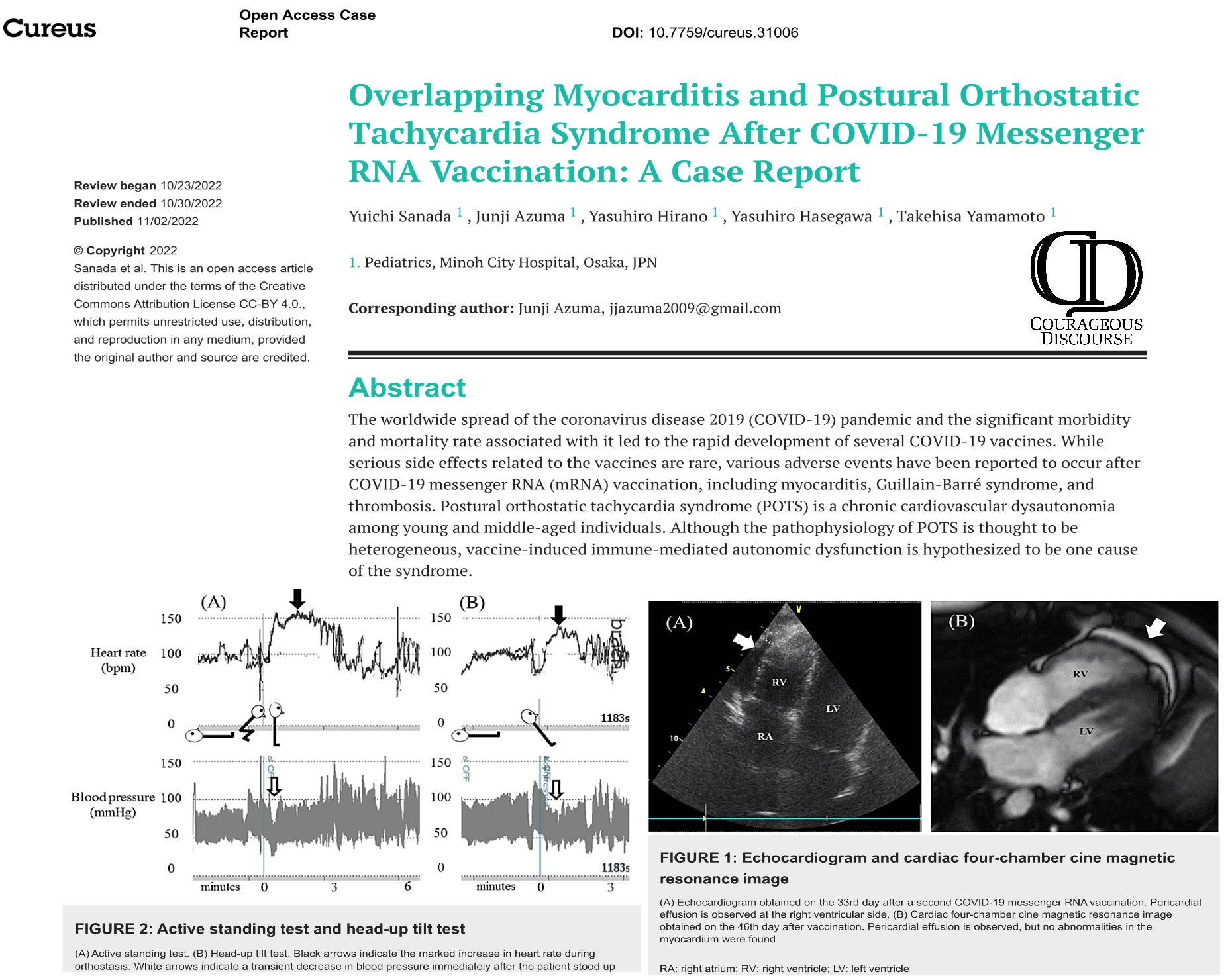 POTSMyopericarditis Connection Reported after PfizerBioNTech COVID19