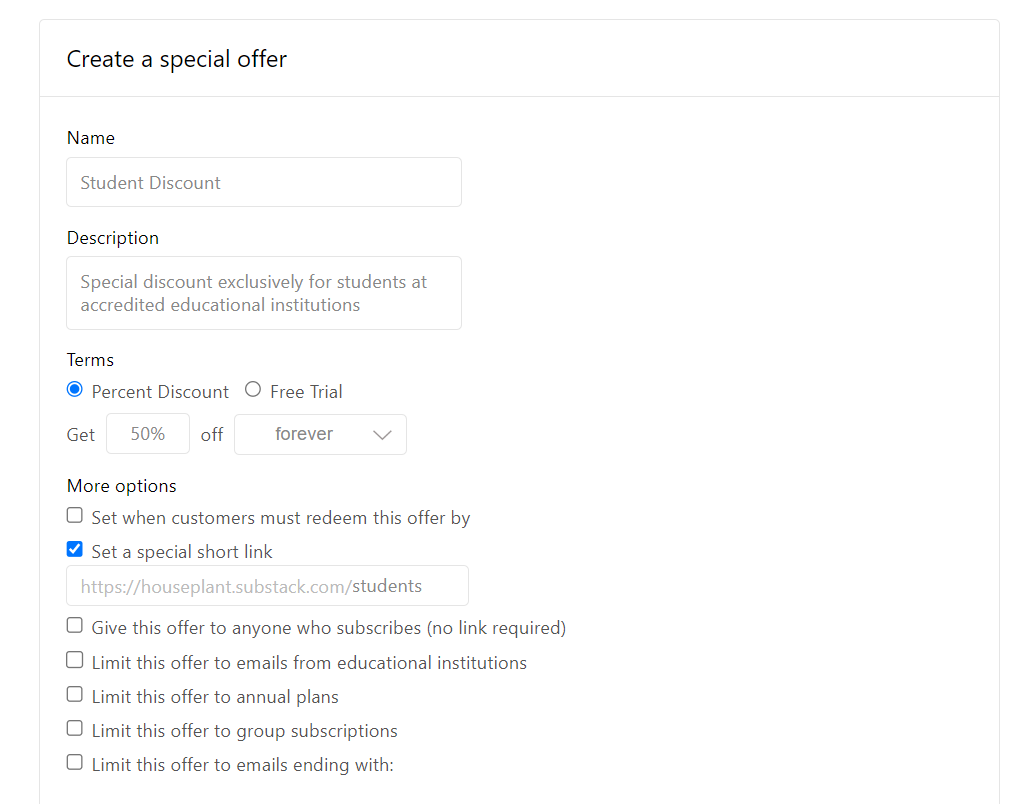 How to provide a student discount on your Substack