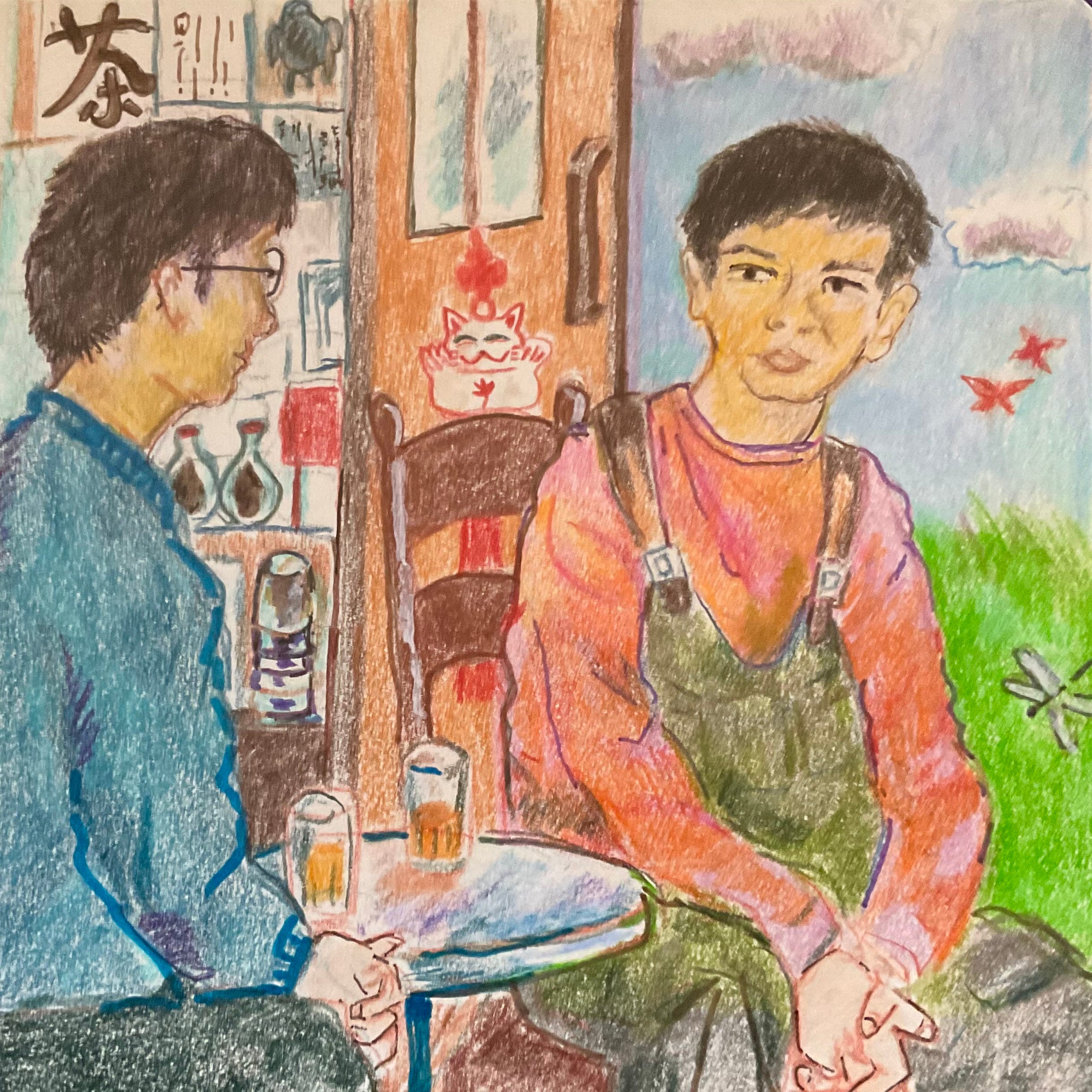 Drawing Zhuangzi with colored pencils - by Helen De Cruz