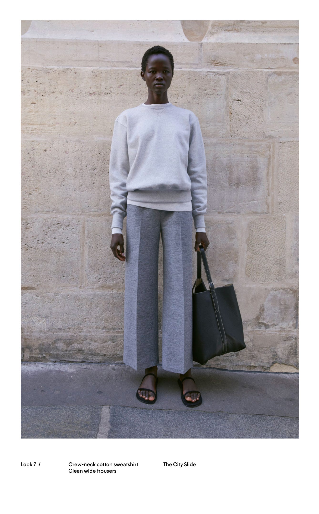 Grey wide leg pants outfit online