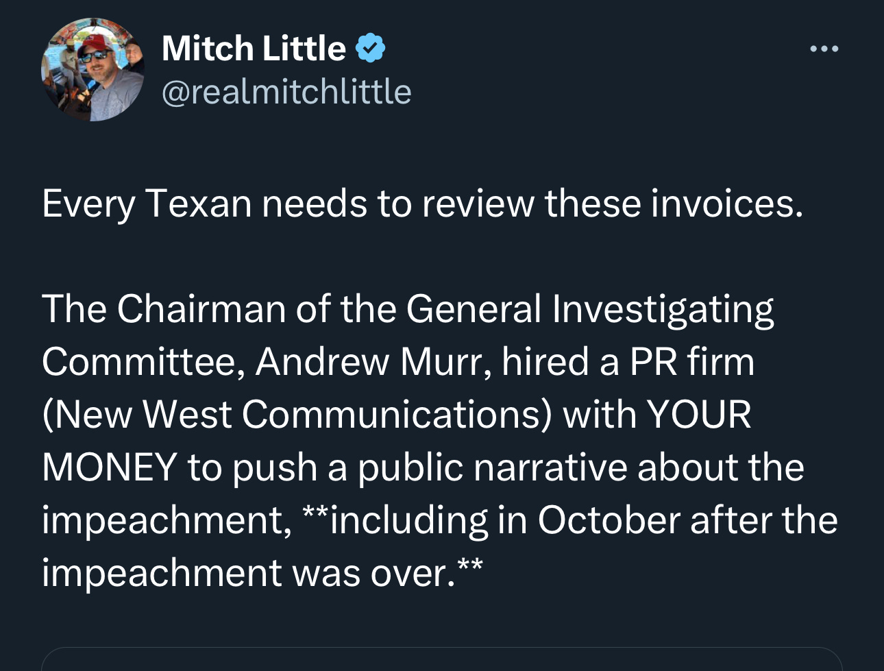 Texas House Release Invoices from the Paxton Impeachment totaling 4.3