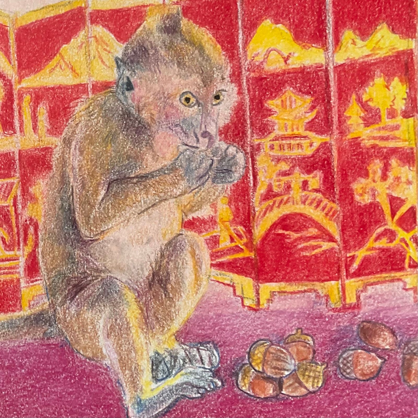 Drawing Zhuangzi with colored pencils - by Helen De Cruz