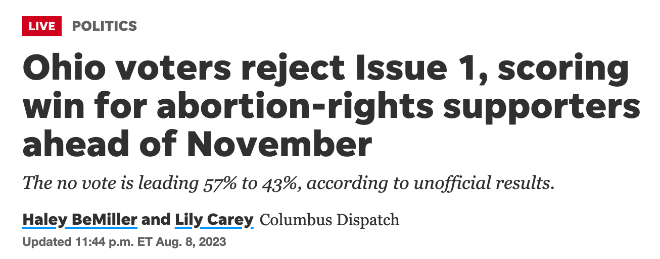 Ohioans defeat Issue One in victory for democracy and abortion rights