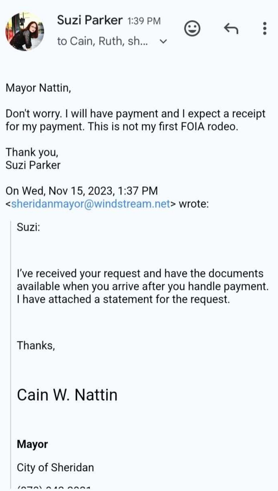 FOIA Request Reaches Climax at Sheridan City Hall