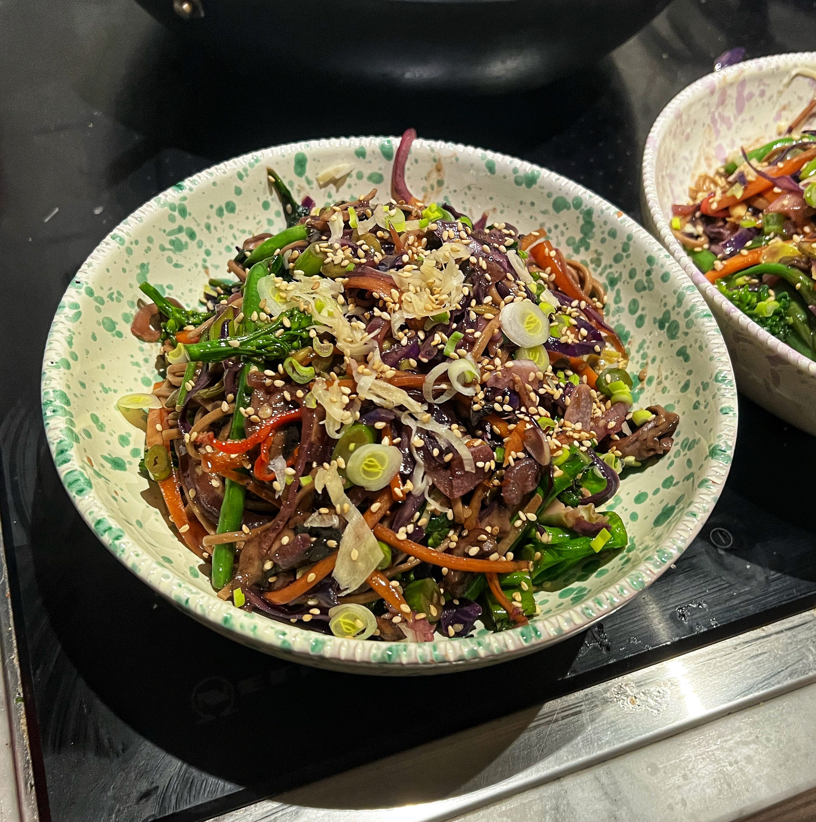 Oodles of veg stir fried soba noodles - by Rosie Birkett
