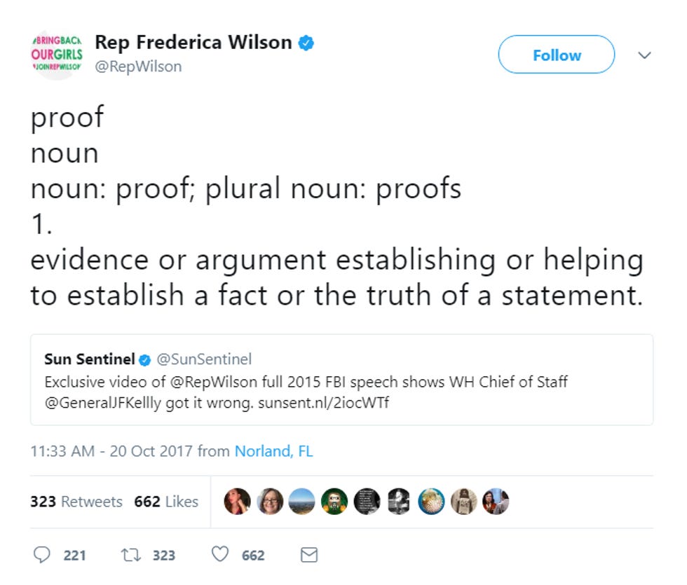 General John Kelly Lied About Rep Frederica Wilson And He Fucking Knows It