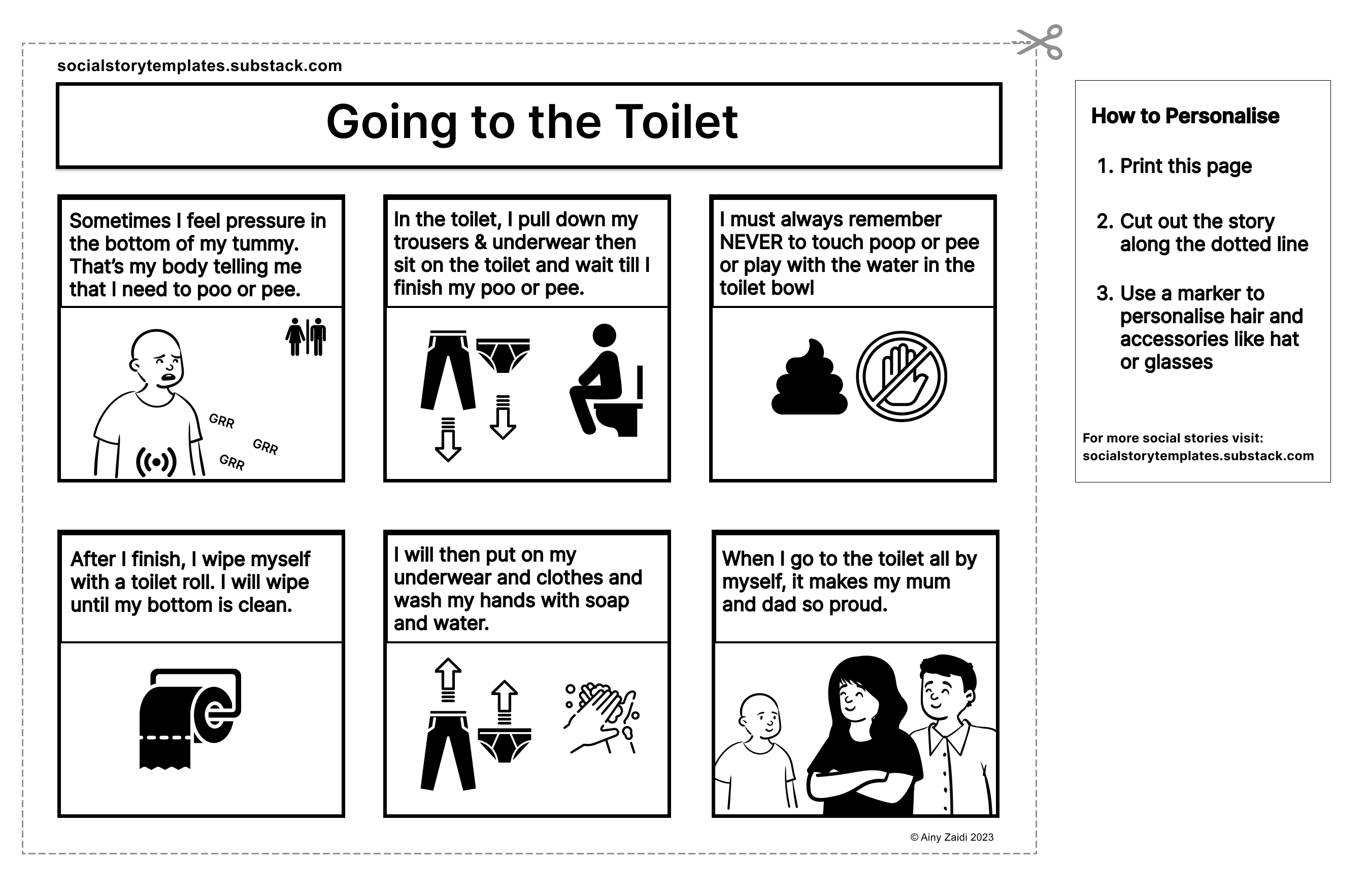 Going to the Toilet Social Story Templates
