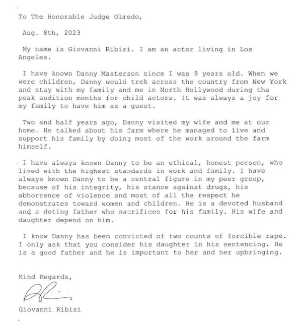 Danny Masterson: Further That #39 70s Show stars wrote letters of support