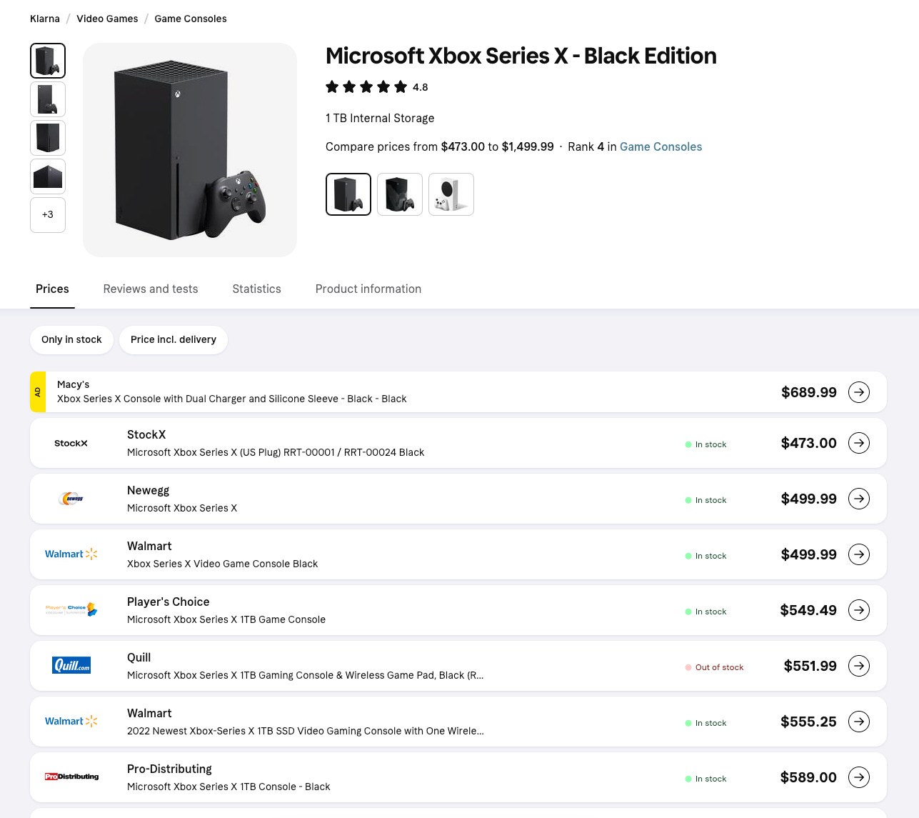 Xbox x sale klarna