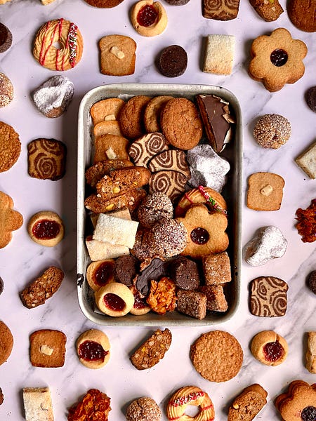 small tins of christmas biscuits