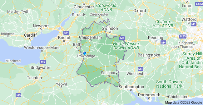 Map Of Trowbridge And Surrounding Area The County Of Wiltshire - By Roland Millward
