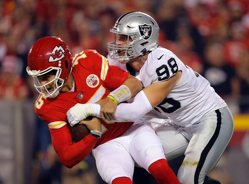 Kansas City Chiefs defensive end Chris Jones (95) sacks Cincinnati Bengals  quarterback Joe Burr …