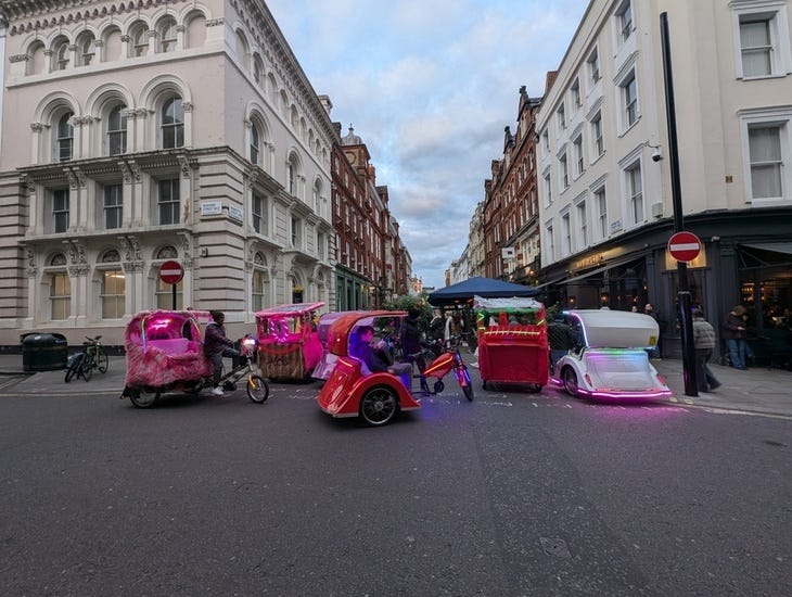 A group of rickshaws