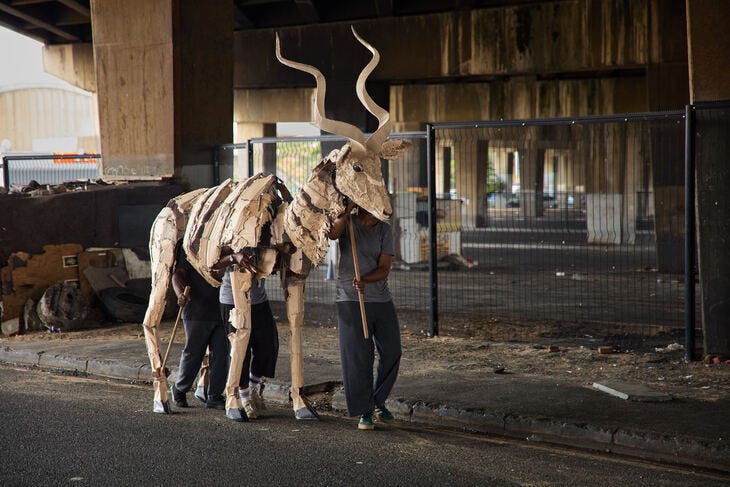 An antelope puppet
