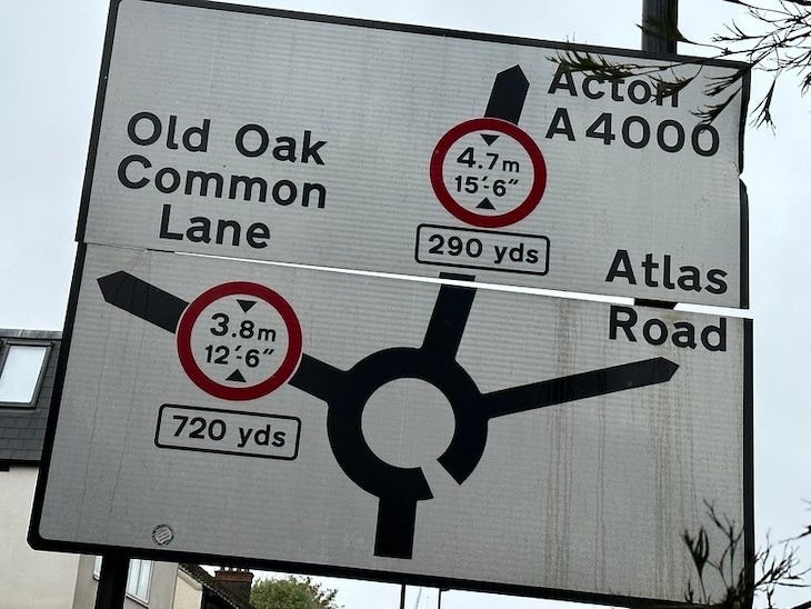 A road sign near Willesden Junction