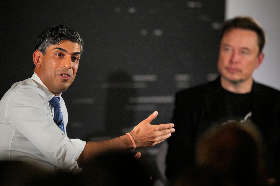 LONDON: Elon Musk listens during an event with British Prime Minister Rishi Sunak in London on Thursday amid a UK summit on AI regulation.( Kirsty Wigglesworth / Getty Images)