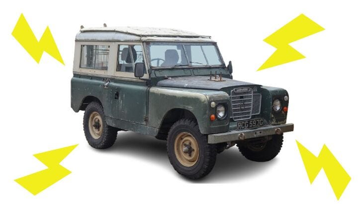 A Land Rover emitting electricity