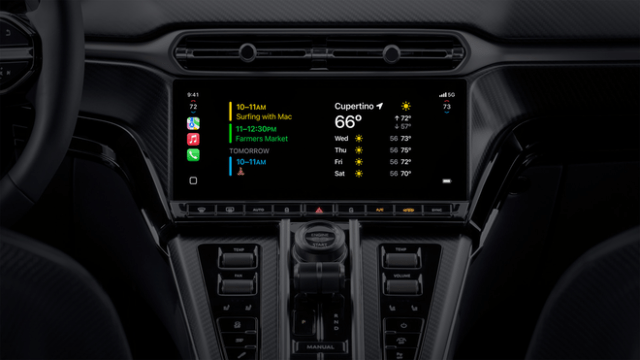 CarPlay Ultra also introduces widgets powered by iPhone that perfectly fit the car’s screen or gauge cluster to provide information at a glance.
