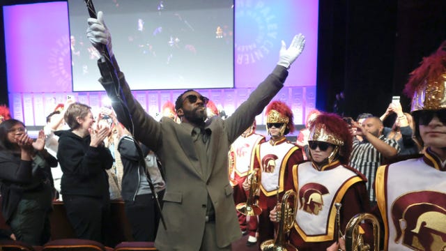 Tramell Tillman and the USC Trojan Marching Band at the PaleyFest LA screening and panel for Apple TV+’s “Severance” season two finale on Friday, March 21, 2025.