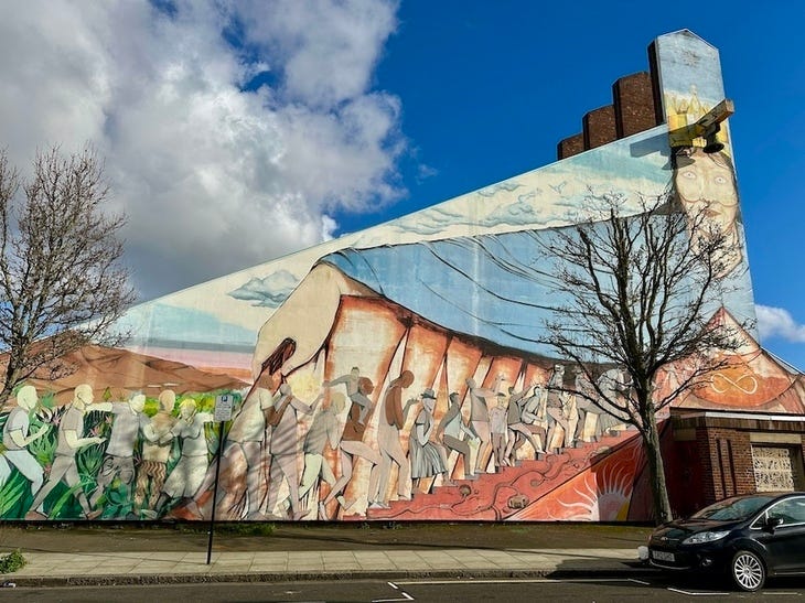 RUN mural in Peckham, an astounding piece of work covering the side of a church