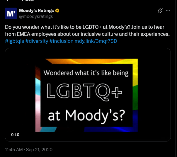 Moody's Credit Downgrade likely tied to a strong disagreement in policy with Trump admin over DEI and ESG
