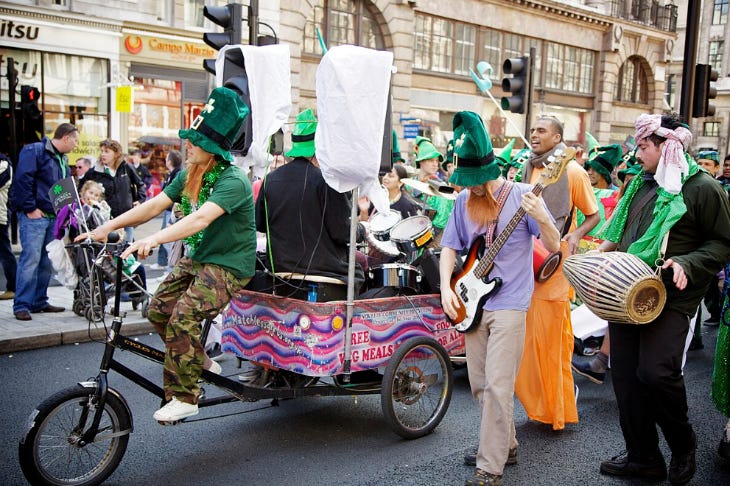 A rickshaw taking part in the St Patrick's Day Parade