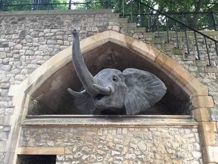 An elephant at the tower of london - or a wireframe model of one