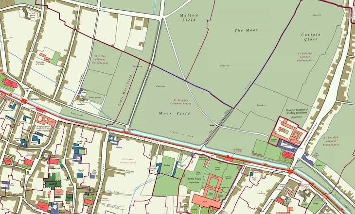 Map of medieval moorfields