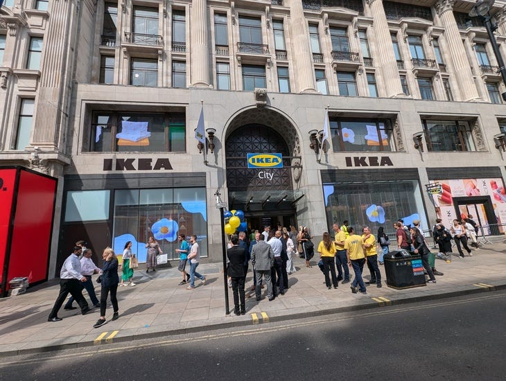 people outside a newly opened IKEA
