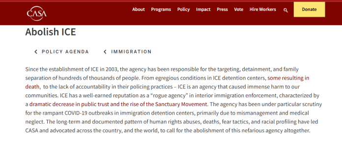 CASA Website Calls for Abolishing ICE, Echoes Democrat Border Agenda