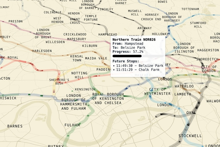 A real time tube map